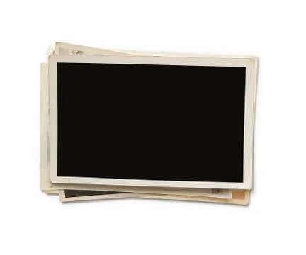 Stack of old blank photographs with clipping path for the inside Stock Photos