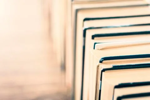 Stack of old book education concept background, many books piles with copy sp Stock Photos