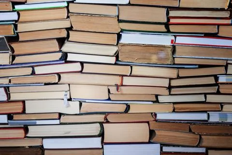 Stack of old book, education concept background, many books piles with copy s Stock Photos
