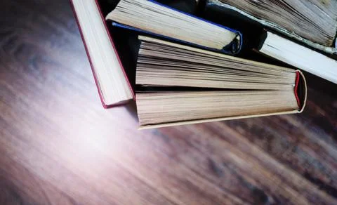 Stack of old book, education concept background, many books piles with copy s Stock Photos