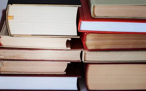 Stack of old book, education concept background, many books piles with copy s Stock Photos
