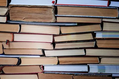 Stack of old book, education concept background, many books piles with copy s Stock Photos