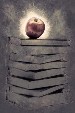 Stack of Old Books With an Apple on Top 스톡 일러스트