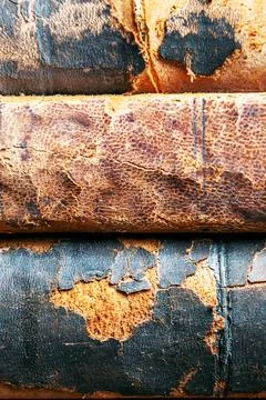 Stack of old books close up. Books in a row or stacked. Vintage or retro book Foto stock