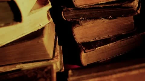 Stack of old books Stock Footage 10742951