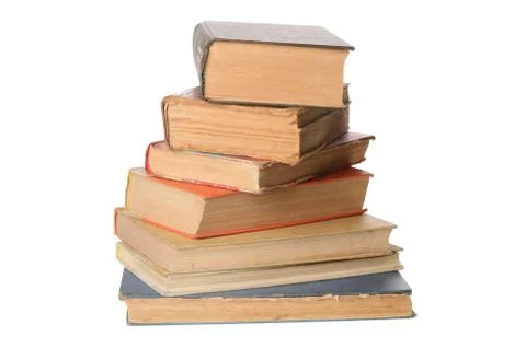 Stack of old books isolated on a white background Stock Photos