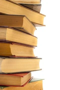 Stack of old books isolated on white Stock Photos