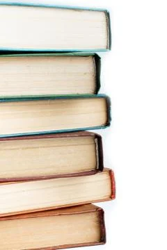 Stack of old books isolated on white Stock Photos