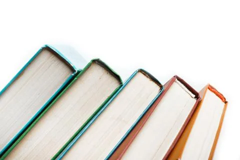 Stack of old books isolated on white Foto stock