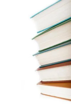 Stack of old books isolated on white Foto stock