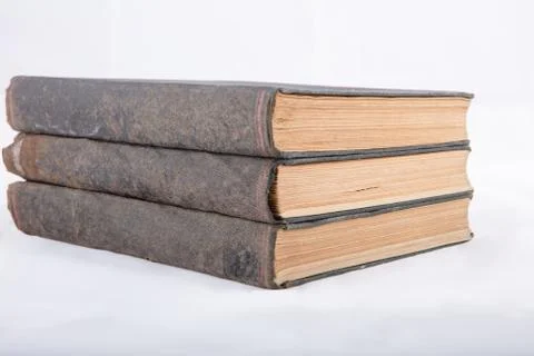 A stack of old books on isolated white background.. Stock Photos