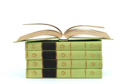 Stack of Old books isolated on white - Image Stock Photos