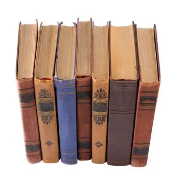 Stack of old books. Library shelf. The book is in a cloth cover. Vintage binding Stock Photos