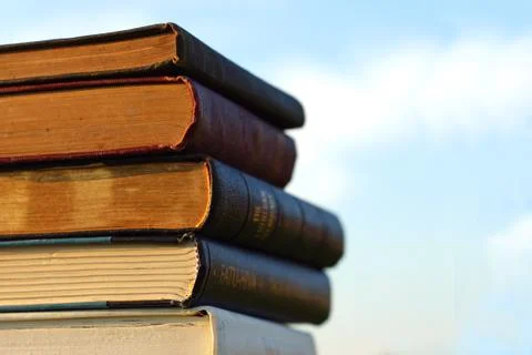 Stack of old books outside Stock Photos