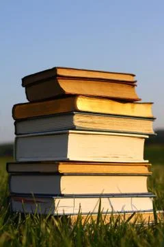 Stack of old books outside Stock Photos
