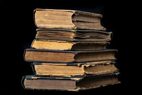 A stack of old books. Paper publications from the old library. 스톡 사진