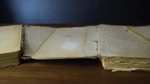 A stack of old books. Slow motion and close up Stock Footage 131965600