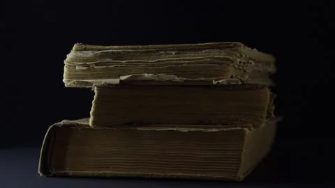 A stack of old books. Slow motion and close up Video stock 131965972
