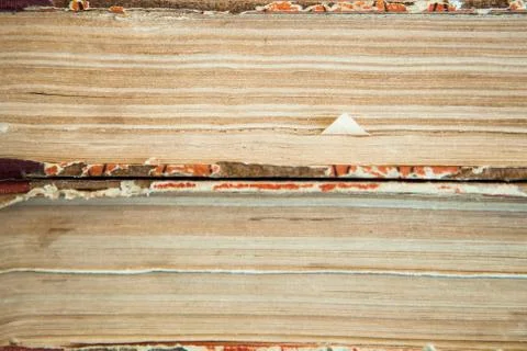 Stack of old books, very close up Stock Photos