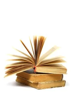 Stack of old books on a white background. Foto stock