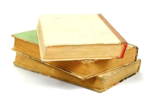 Stack of old books on a white background. Stock Photos