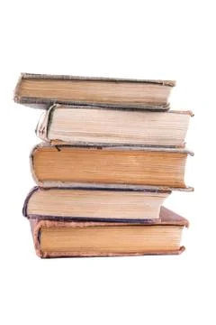 Stack of old books on a white background Stock Photos