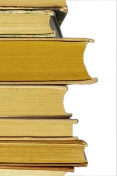 Stack of old books on white background Foto stock