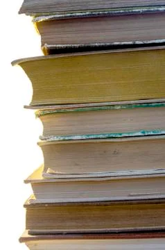 Stack of old books on white background Foto stock