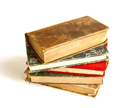 Stack of old books on white background Stock Photos