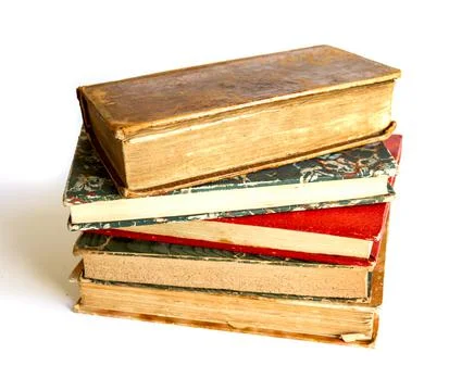 Stack of old books on white background Stock Photos
