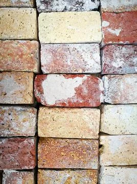 Stack of old bricks outdoors Stock Photos