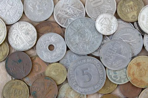 Stack of old coins Stock Photos