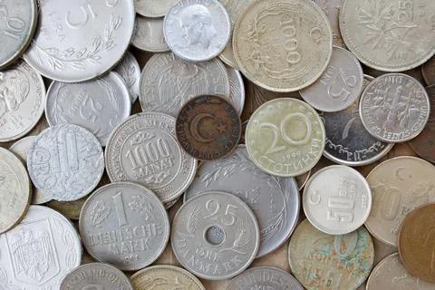 Stack of old coins Stock Photos
