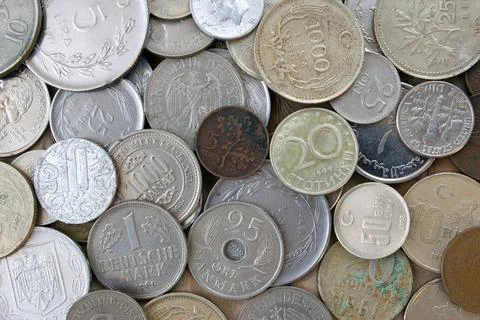 Stack of old coins Stock Photos
