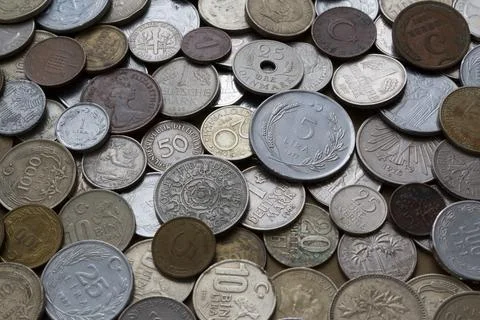 Stack of old coins Stock Photos