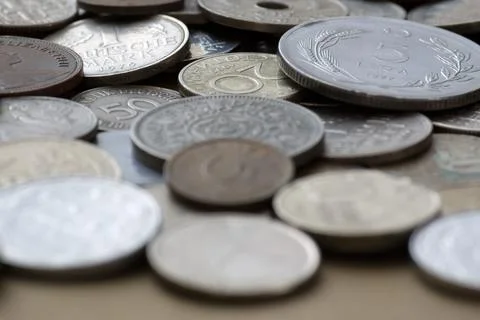 Stack of old coins Stock Photos