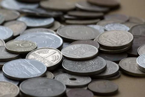 Stack of old coins Foto stock