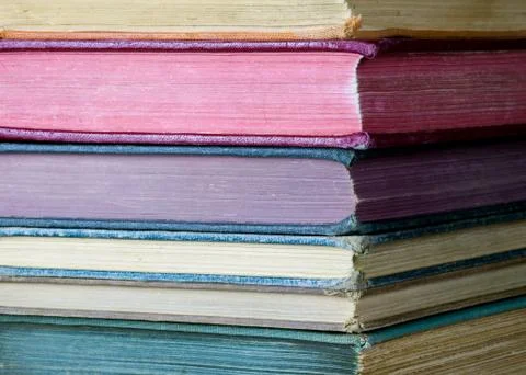 Stack of Old, Colorful Books Stock Photos
