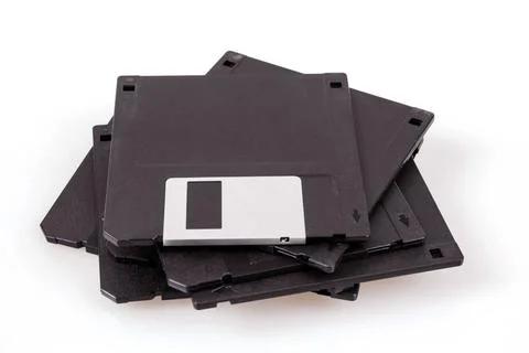 Stack of old diskettes stack of old diskettes on white background Copyrigh... Stock Photos