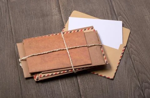 Stack of old envelopes Foto stock