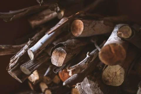 Stack of old firewood Foto stock
