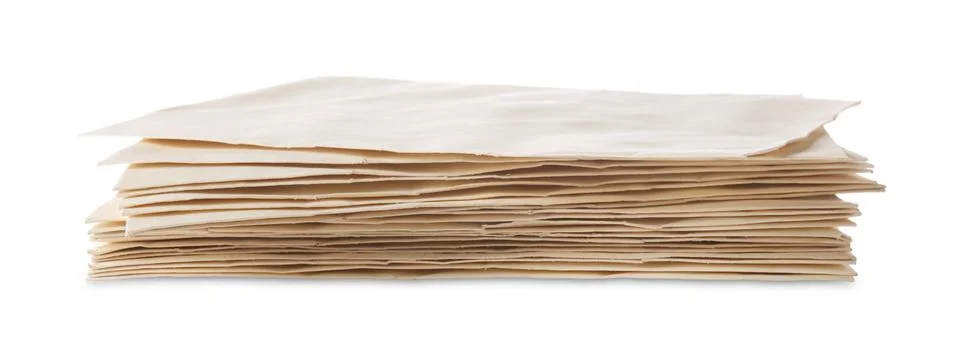 Stack of old letters isolated on white 스톡 사진