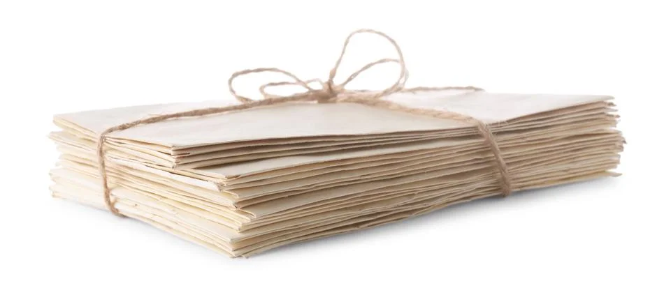 Stack of old letters isolated on white Stock Photos