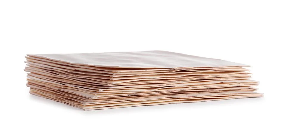 Stack of old letters isolated on white 스톡 사진