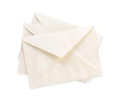 Stack of old letters on light grey background, top view 스톡 사진