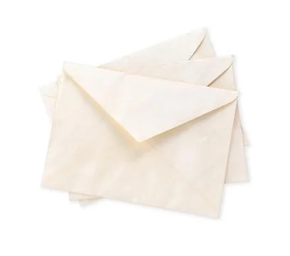 Stack of old letters on light grey background, top view Stock Photos
