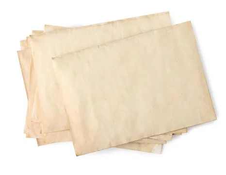 Stack of old letters on white background, top view Stock Photos