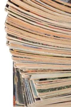 Stack of old magazines closeup Stock Photos