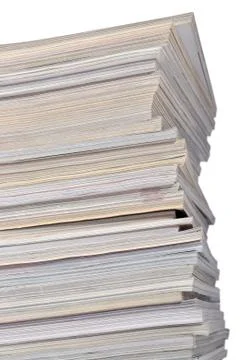 Stack of old magazines on a white Stock Photos