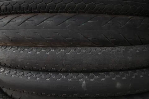 Stack of old motorcycle tires Stock Photos